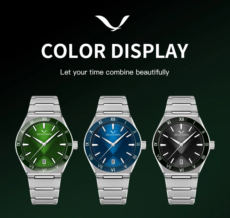 specht & söhne new hot selling mens watches 38mm japan quartz wristwatches stainless steel watch relogio masculino waterproof Three different colored watches.
