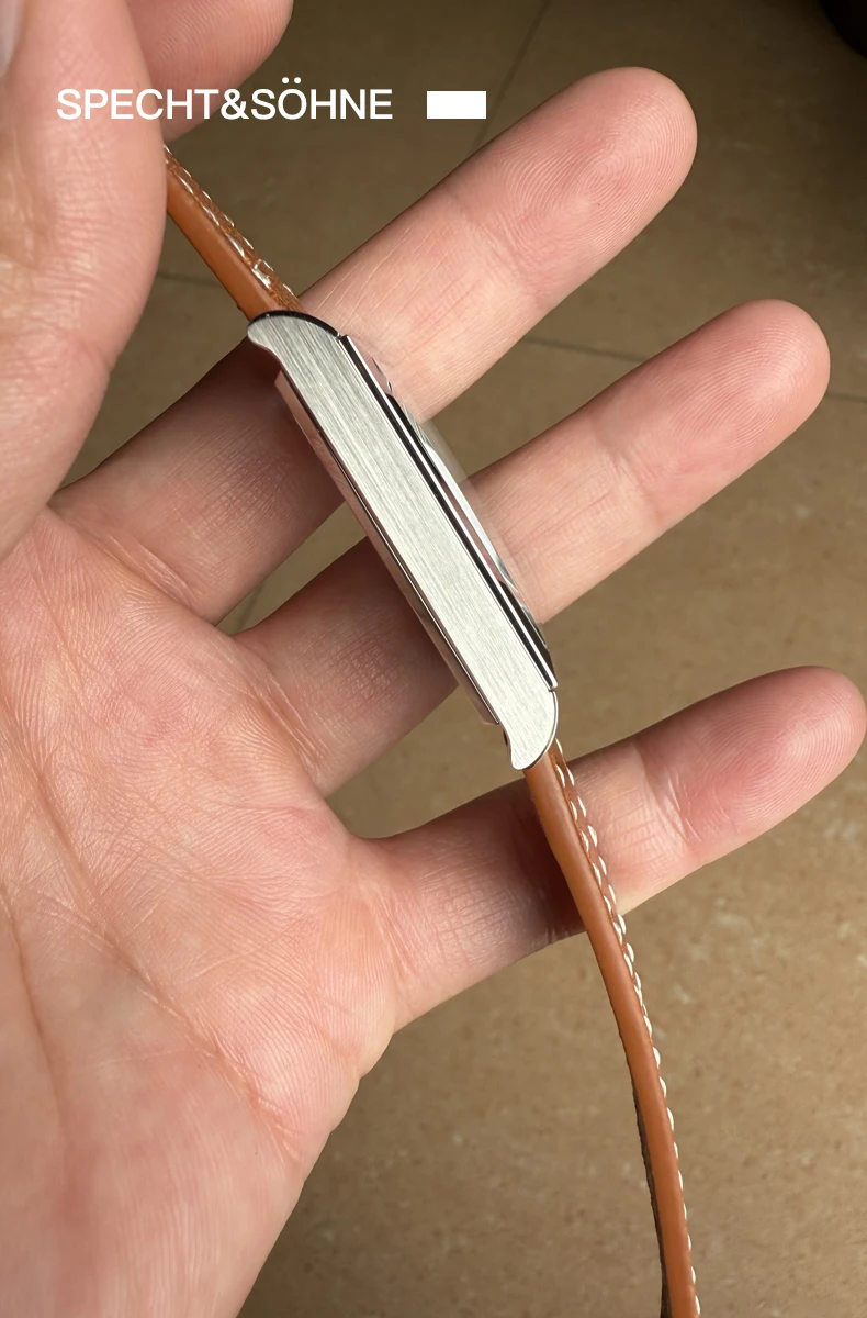 2025 new fashion specht & söhne square watch men's watches ultrathin japan movt casual men watch black color reloj hombre 26mm Watch held in hand.
