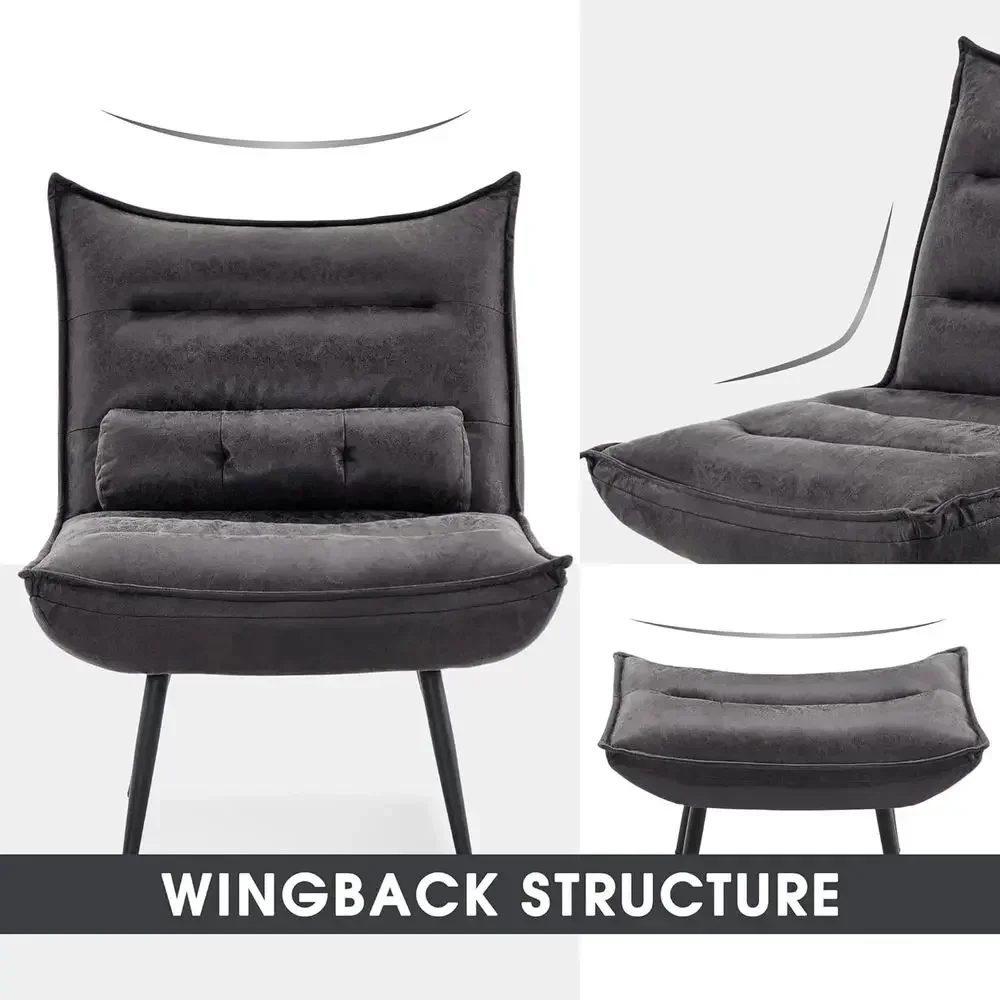 Wingback Accent Chair with Ottoman description