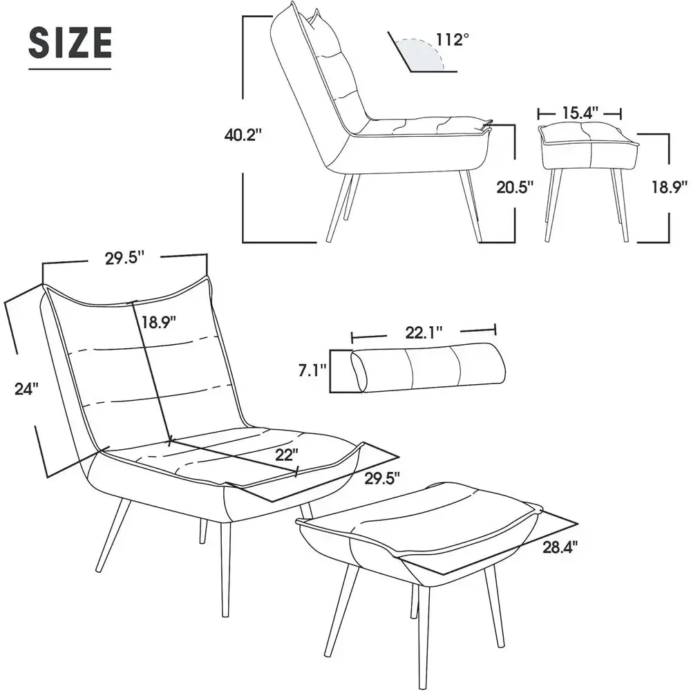 Wingback Accent Chair with Ottoman description