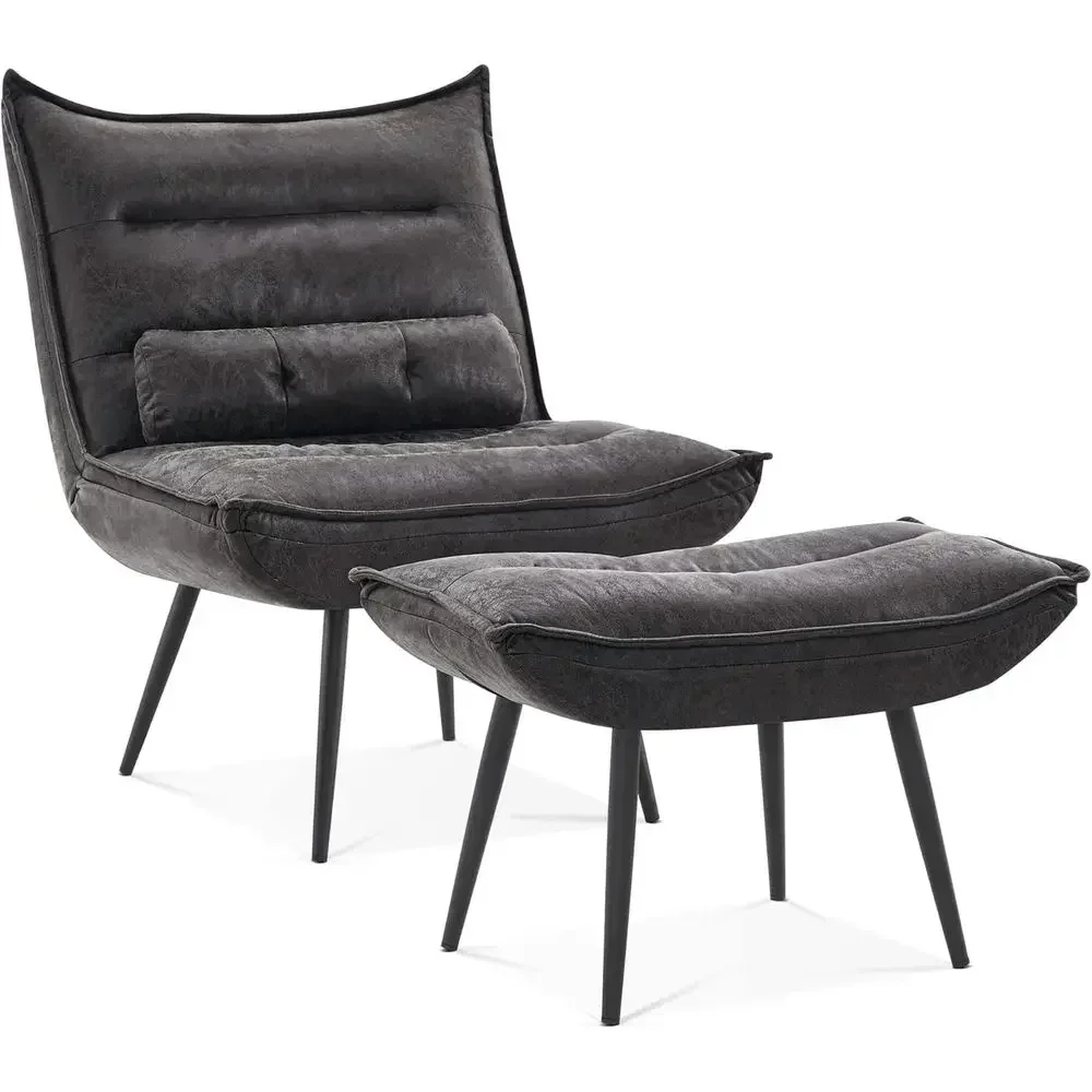 Wingback Accent Chair with Ottoman description