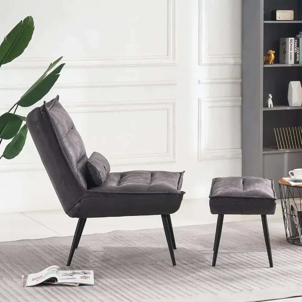 Wingback Accent Chair with Ottoman description