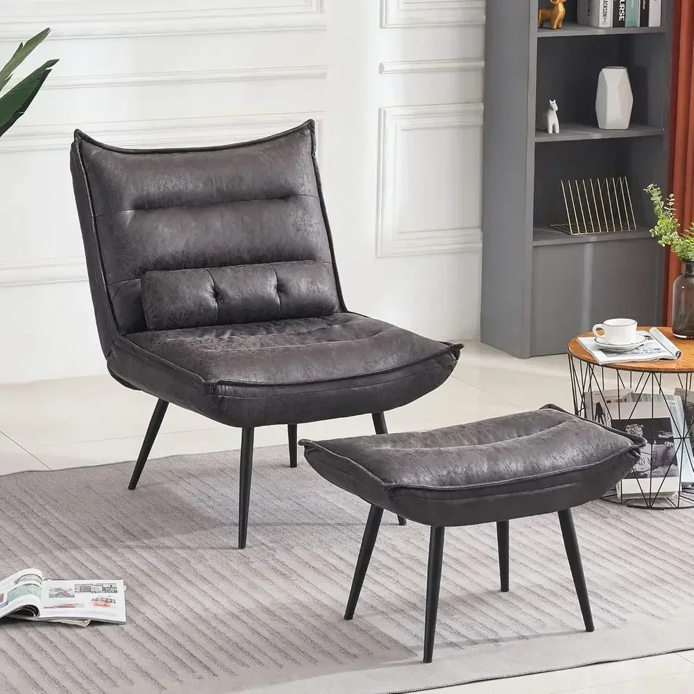 Wingback Accent Chair with Ottoman description