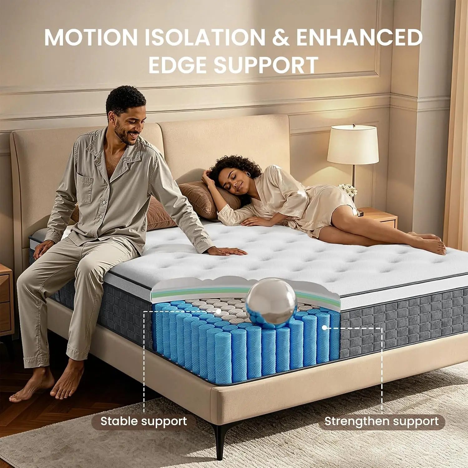 Queen Mattress 12 Inch, Medium Firm Feel, Kf Se09440fc83d5412e894f0bc71b83e249O