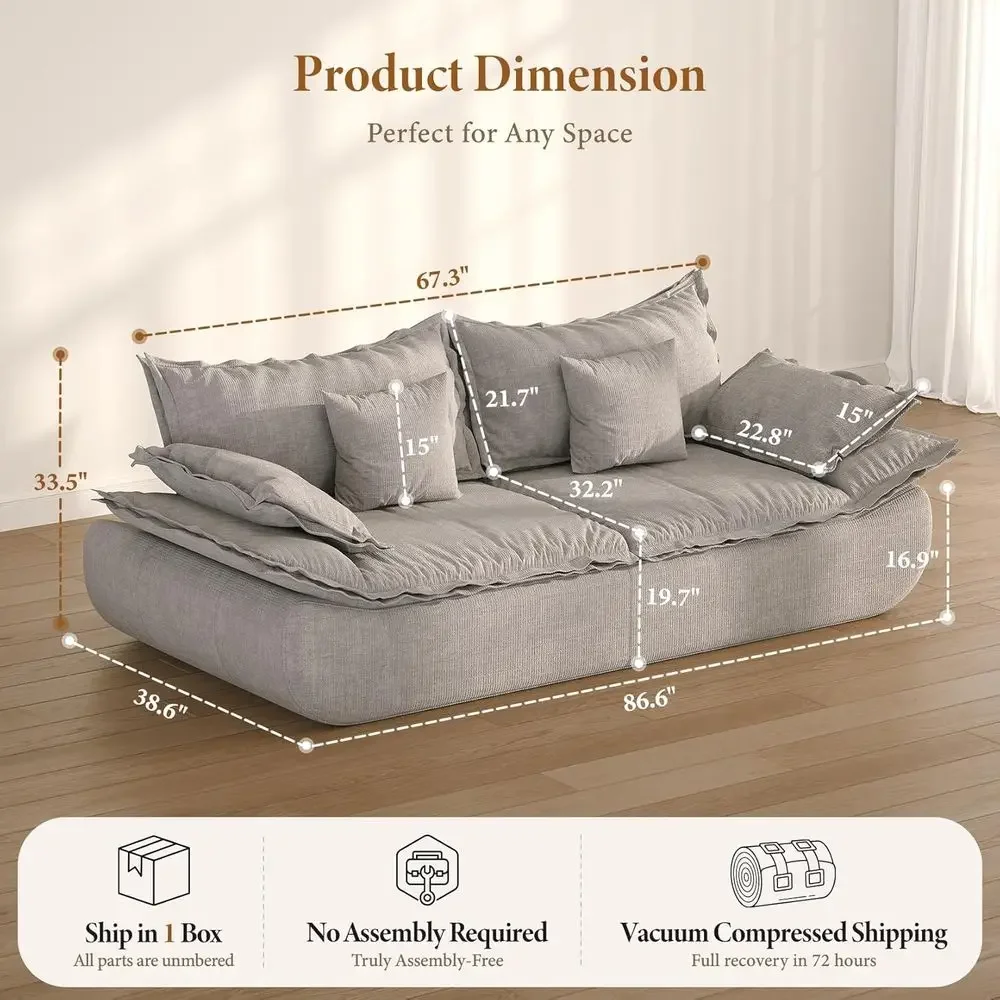 86.6-Inch Chenille Cloud Sofa – 3-Seater description