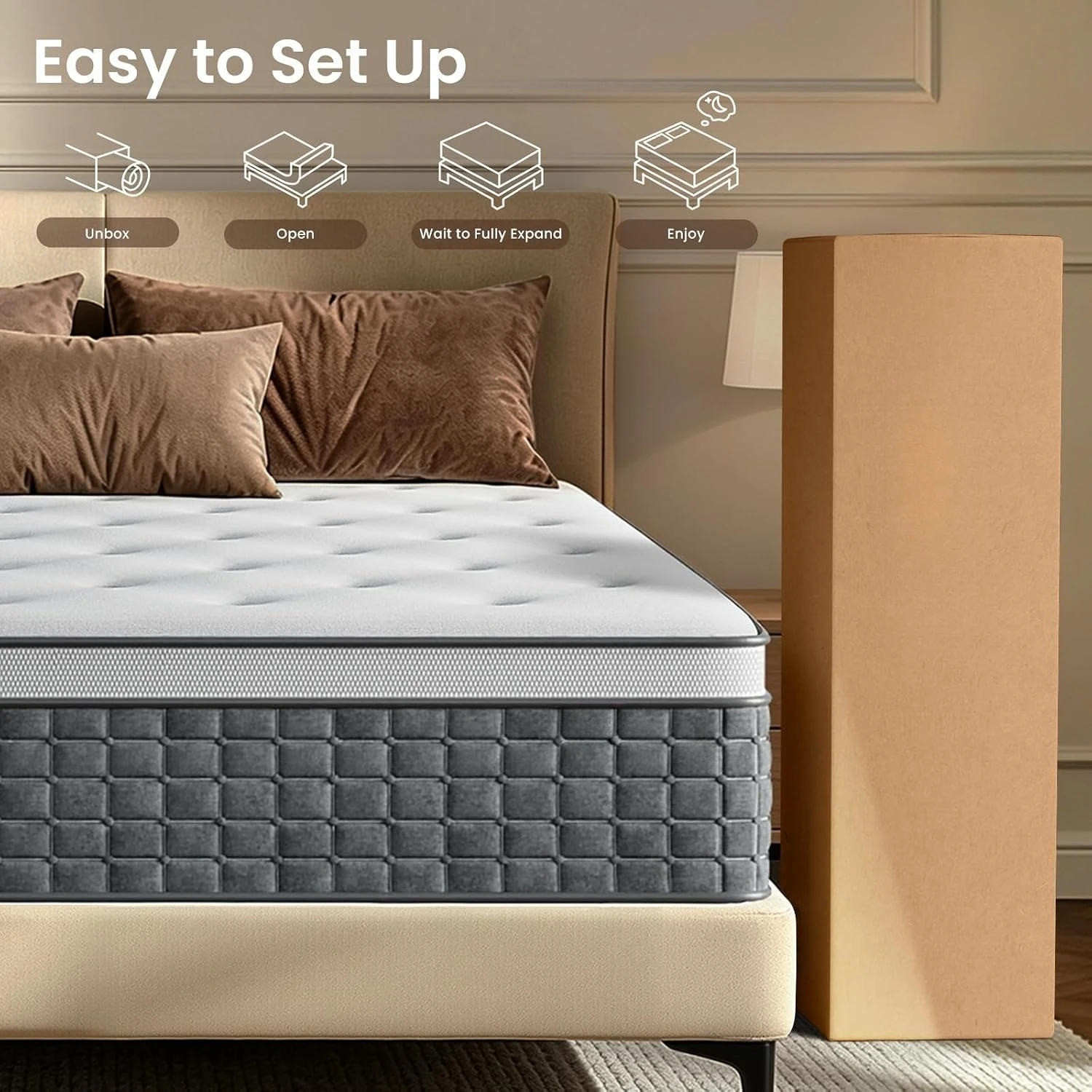 Queen Mattress 12 Inch, Medium Firm Feel, Kf Sf4e2df3d8745466781d795558955f726h